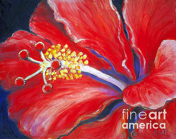 Red Hibiscus Painting by Audrey Peaty