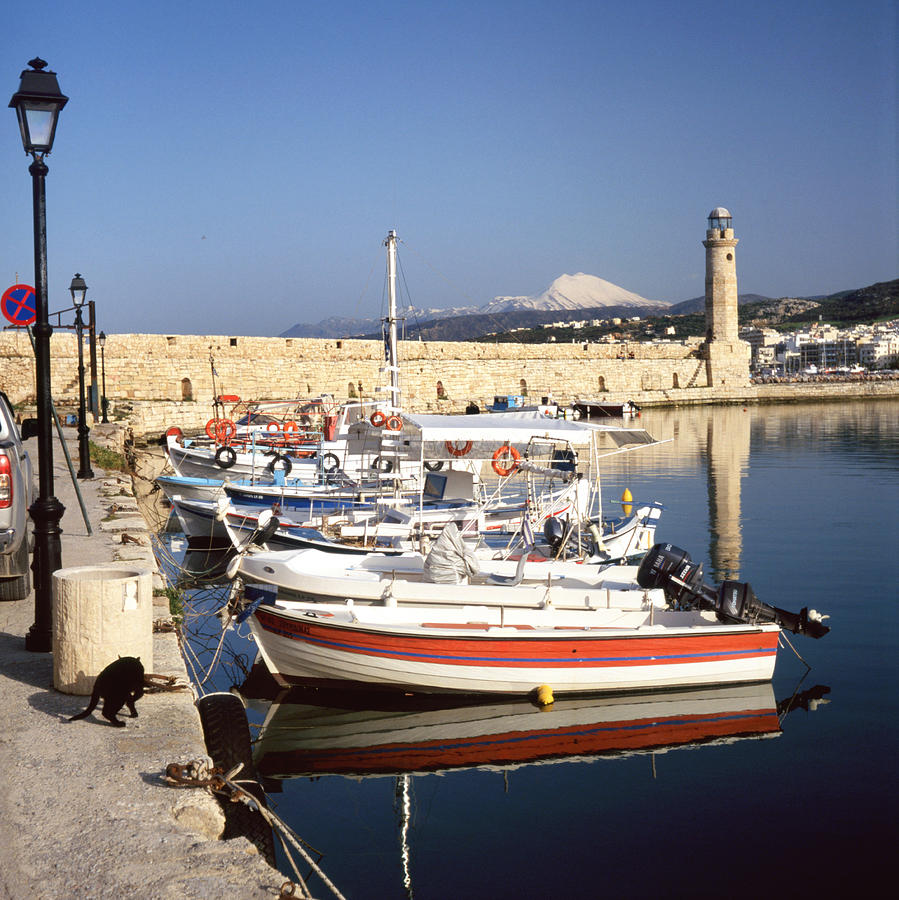 Rethymnon harbour and psiloritis #1 Photograph by Paul Cowan