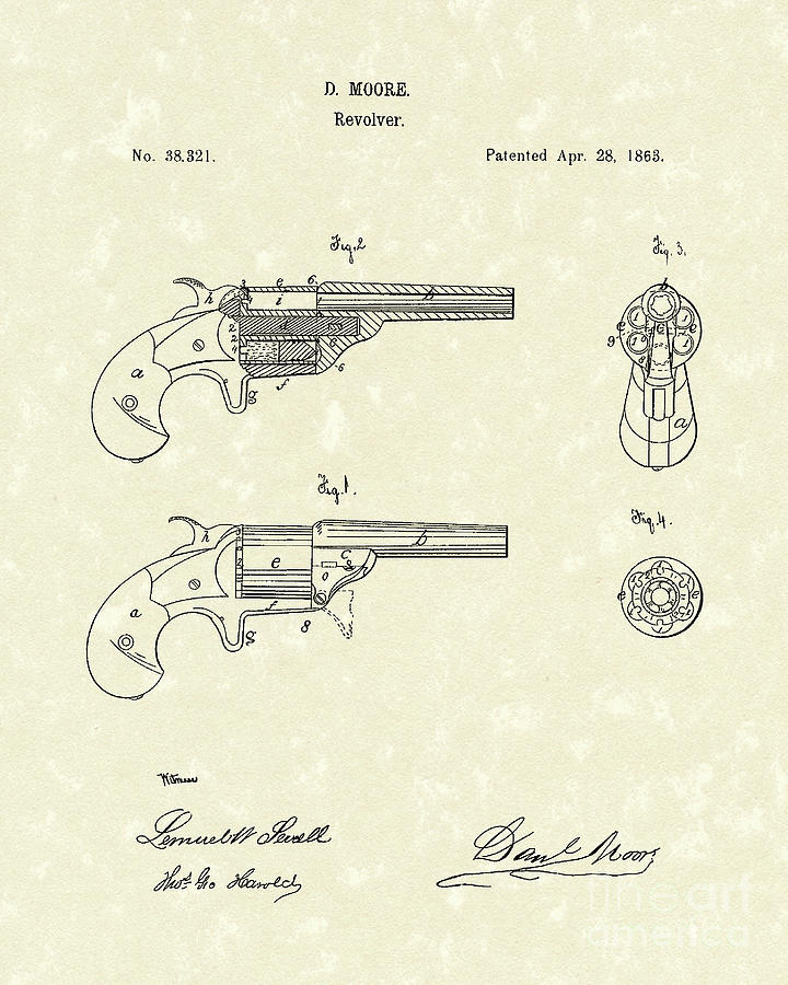 Revolver 1863 Patent Art #1 Drawing by Prior Art Design