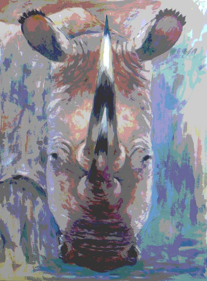 Rhino Mixed Media - Rhino #1 by Samuel Daffa
