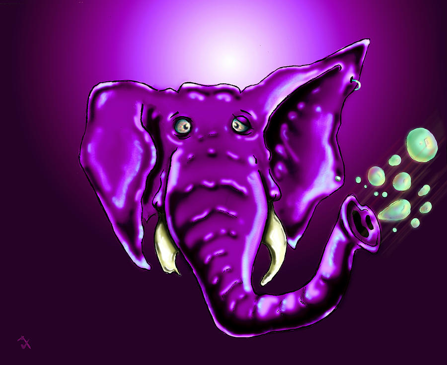 Animal Drawing - Ringo Party Animal Purple #1 by Adam Vance