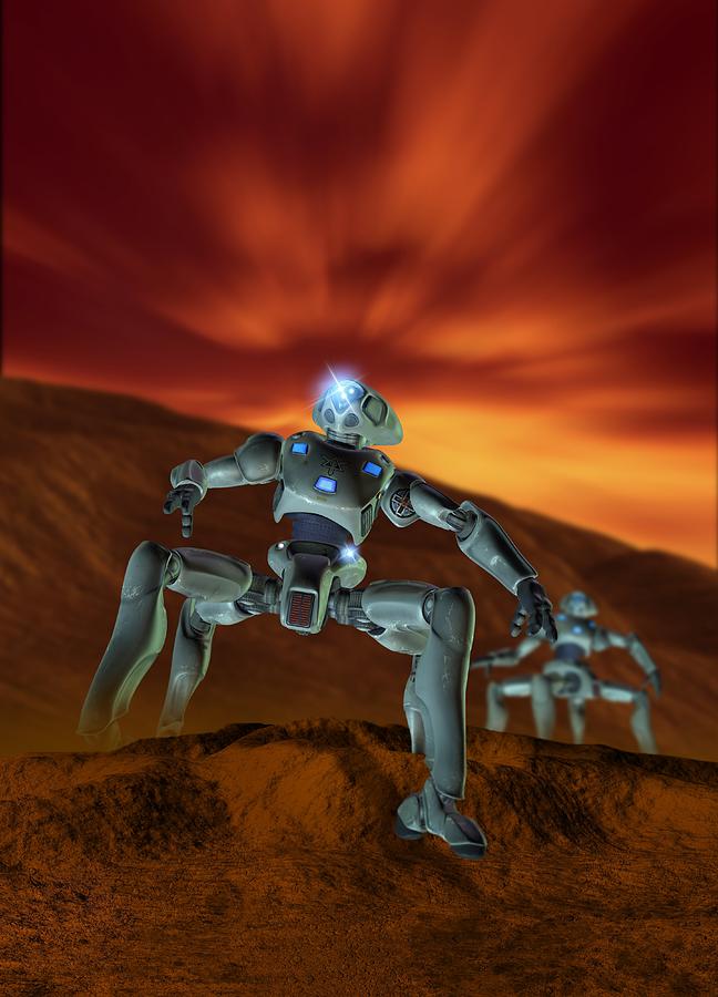 Robots On Mars, Artwork #1 Digital Art by Victor Habbick Visions