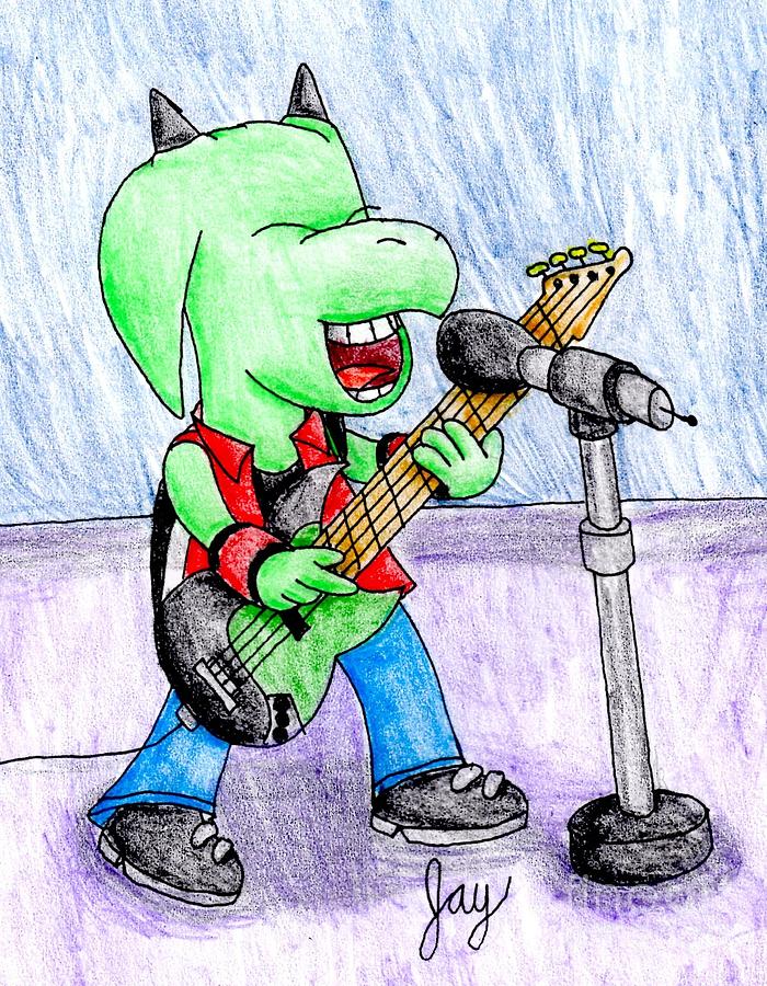 Jett the Alien Bassist Drawing by Jayson Halberstadt