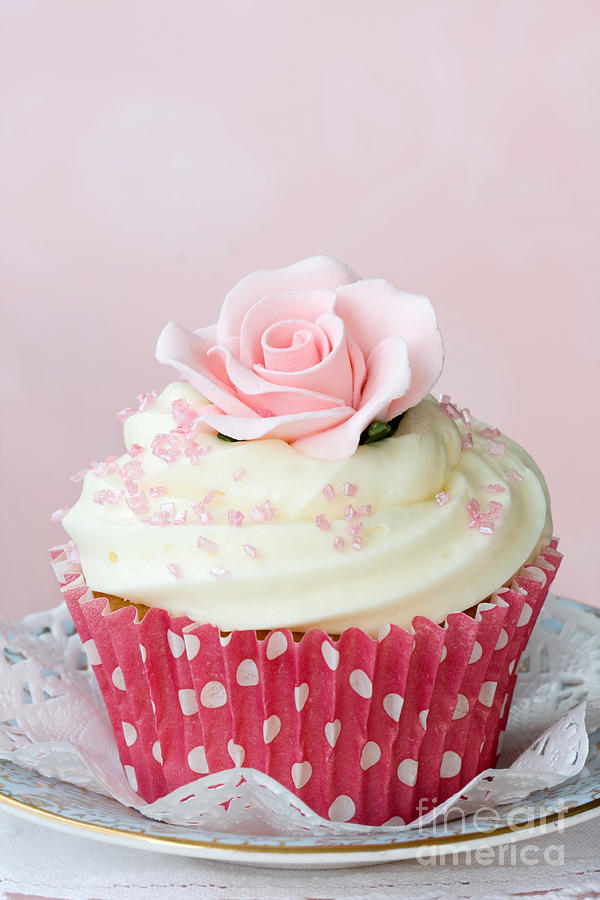 Cake Photograph - Rose cupcake #1 by Ruth Black