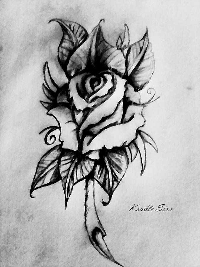 Rose Drawing by Kendle Sixx