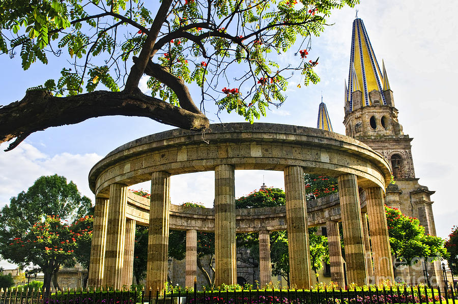 Rotunda of Illustrious Jalisciences and Guadalajara Cathedral 1 Photograph by Elena Elisseeva