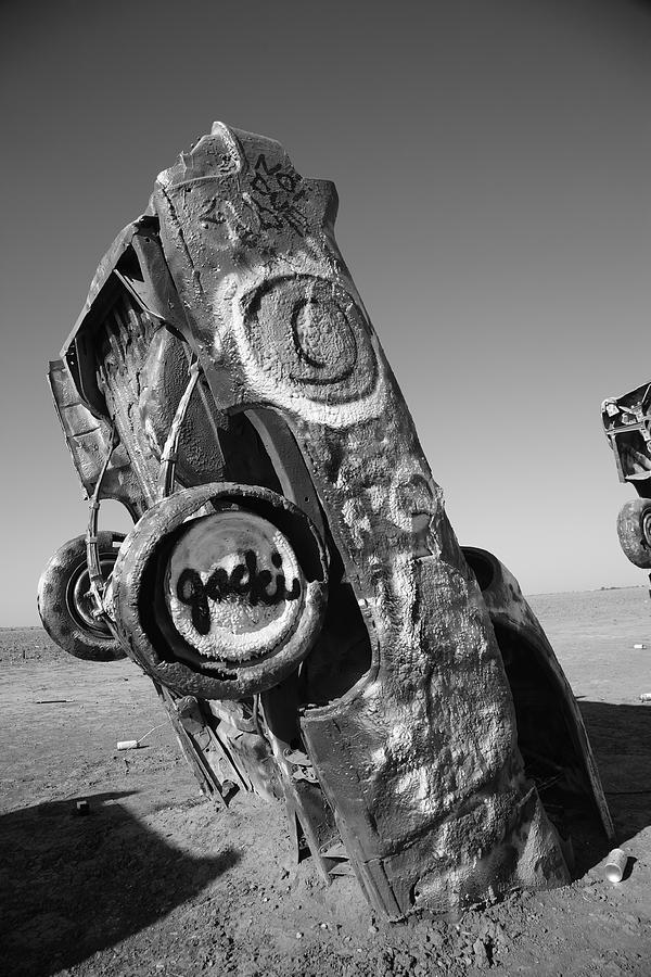 Route 66 - Cadillac Ranch 2012 BW Photograph by Frank Romeo