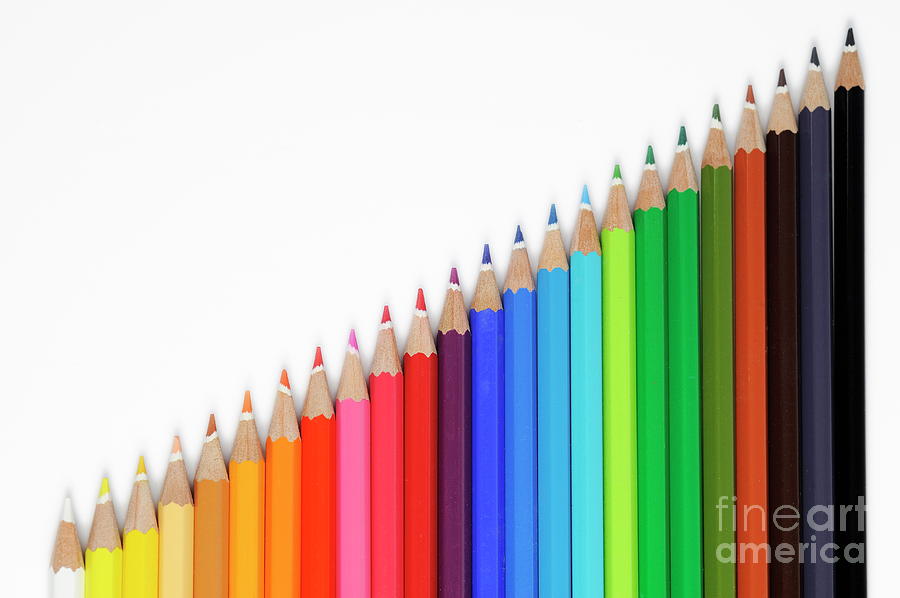 Crayon Photograph - Row of colorful crayons #1 by Sami Sarkis