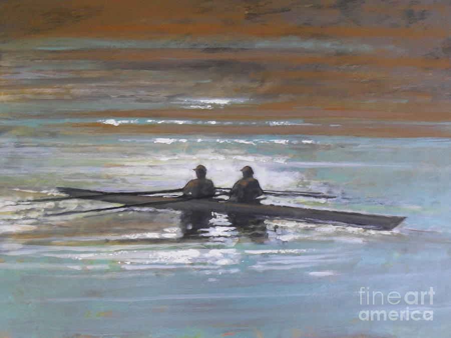 Boat Painting - Rowing Sparkles #1 by Kip Decker