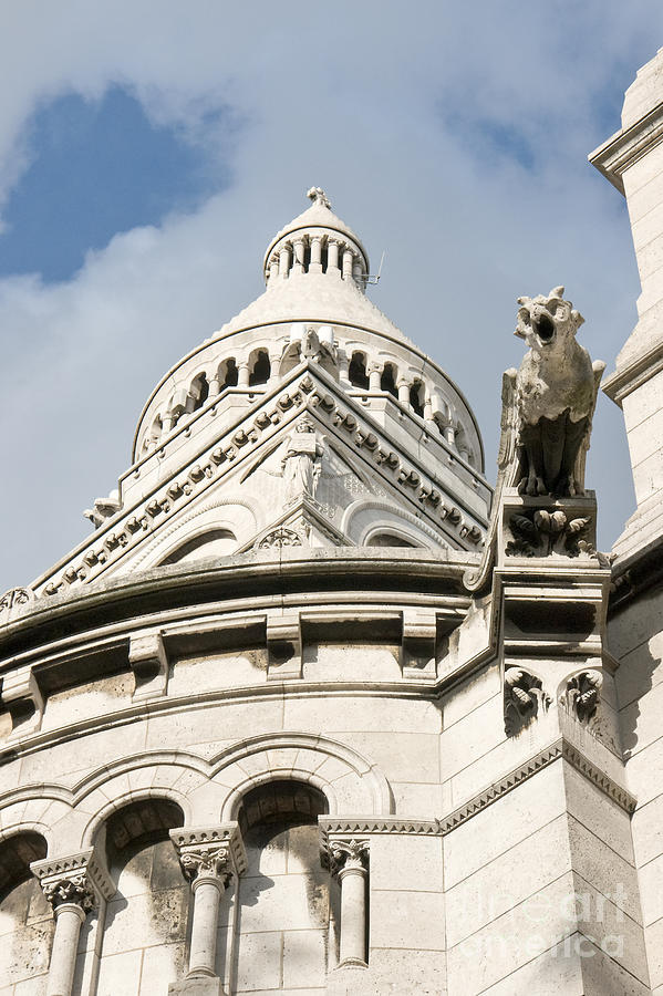 Sacre Coeur foreshortening with bell tower and gargoyle #1 Photograph by Fabrizio Ruggeri