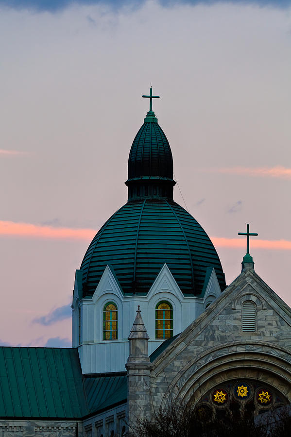 Sacred Heart Catholic Church  at Dusk Photograph by Ed Gleichman
