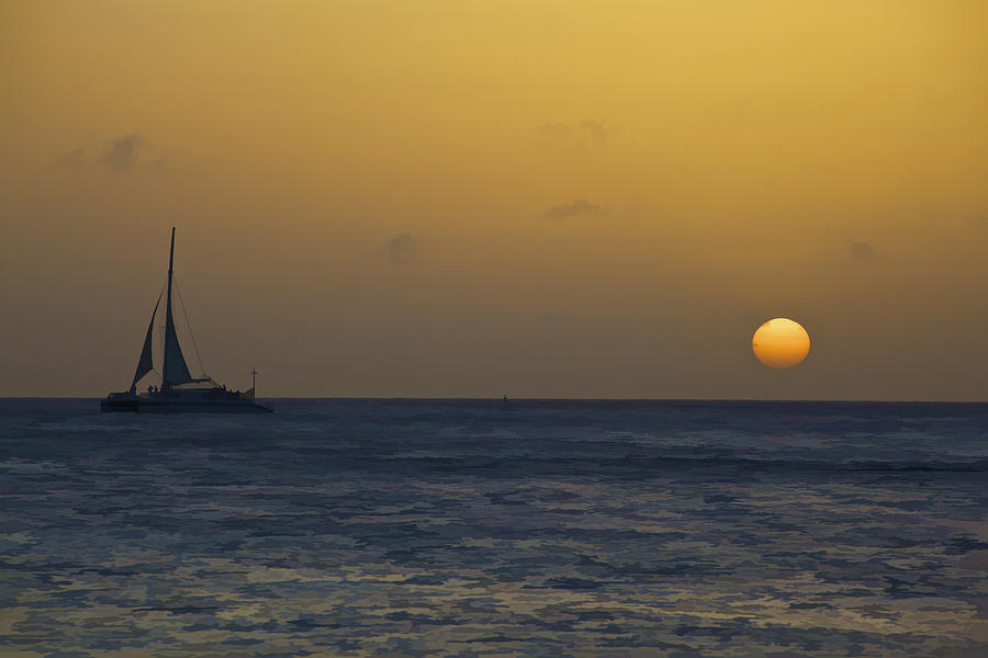 Sailing at Sunset in the Caribbean #1 Photograph by David Letts