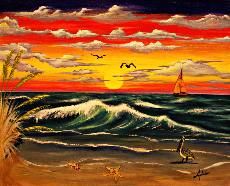 Sunset Painting - Sailors Delight by Adele Moscaritolo