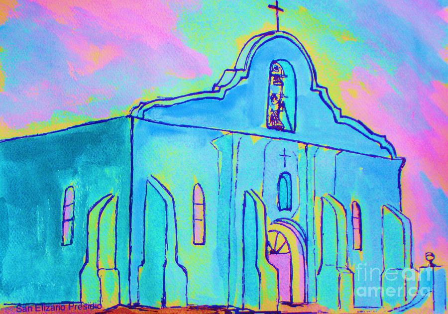 San Elizario Mission Painting - San Elizario Presidio #1 by Melinda Etzold