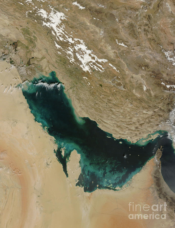 Satellite View Of The Persian Gulf Photograph by Stocktrek Images - Pixels