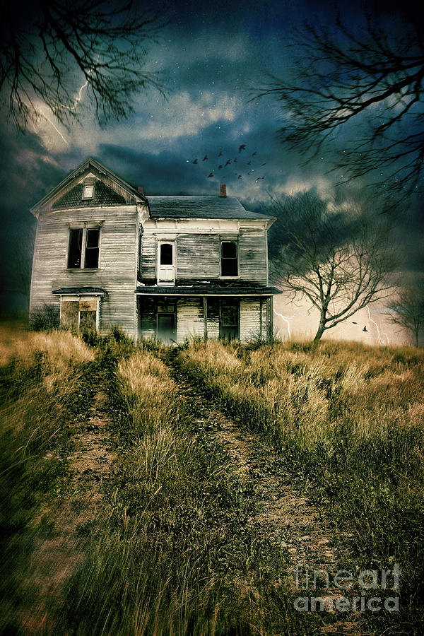 Scary abandoned house on hill #1 Photograph by Sandra Cunningham
