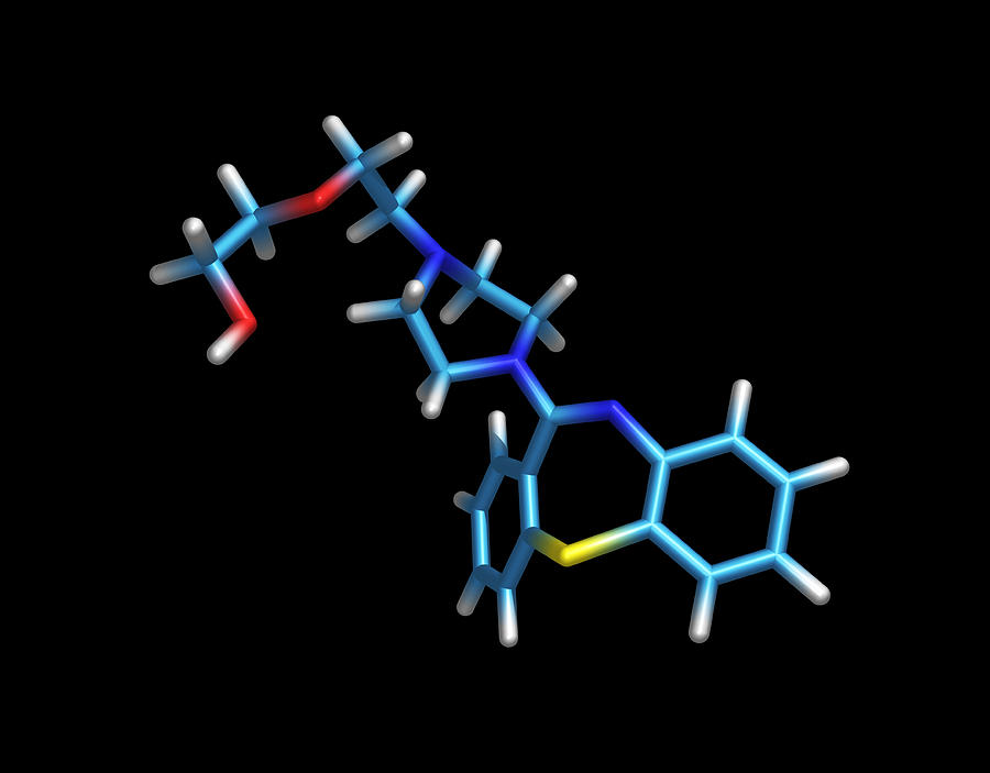 Quetiapine Photograph - Schizophrenia Drug Molecule #1 by Dr Tim Evans