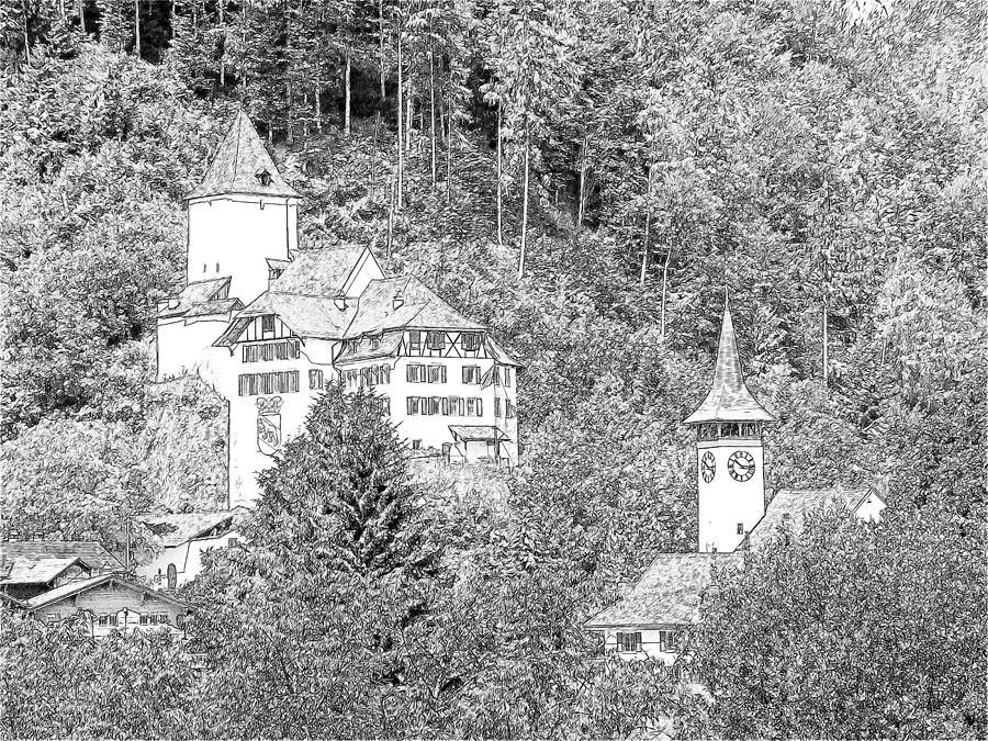 Schloss Wimmis and Church Wimmis Switzerland #1 Photograph by Joseph Hendrix