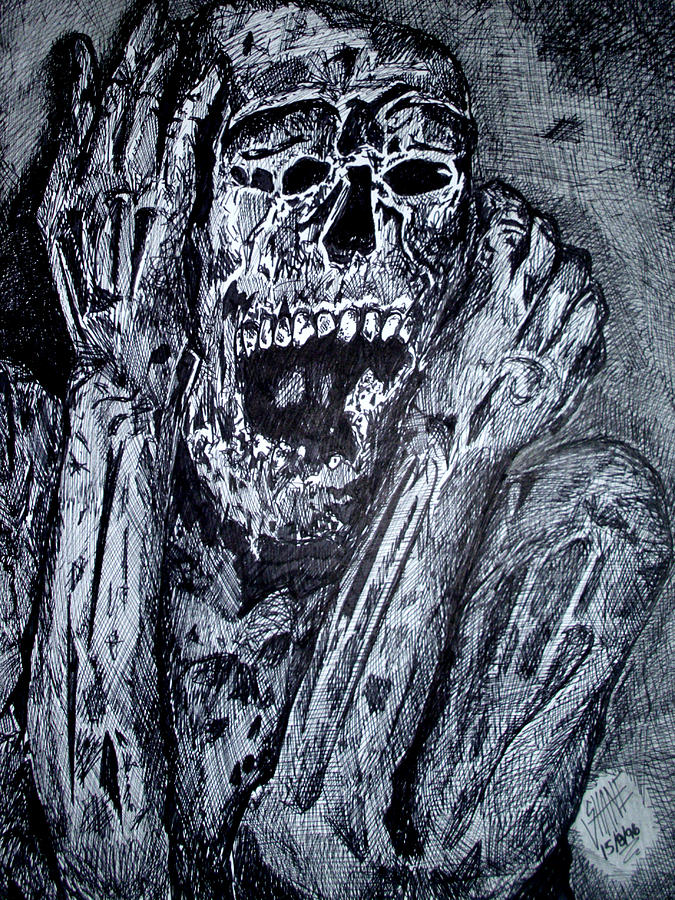 Screaming Corpse #1 Drawing by Sam Hane