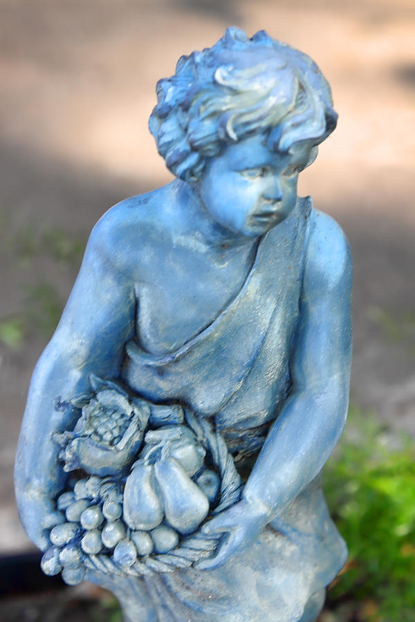 Sculpture of Child with fruit basket 4 #1 Photograph by Linda Phelps