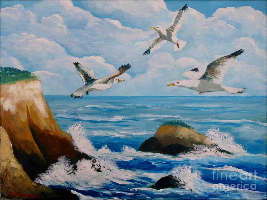 Seagulls #2 Painting by Jean Pierre Bergoeing