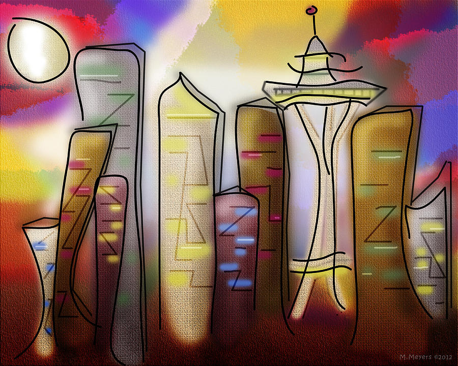 Seattle Digital Art - Seattle #1 by Melisa Meyers