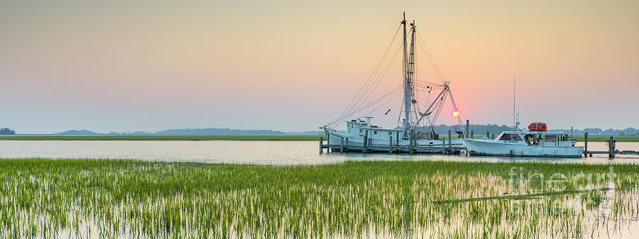 Sunset Photograph - Shrimp Boat Sunset  #1 by Dustin K Ryan