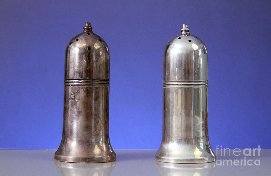 Silver Salt And Pepper Shakers, One #1 Photograph by Photo Researchers, Inc.