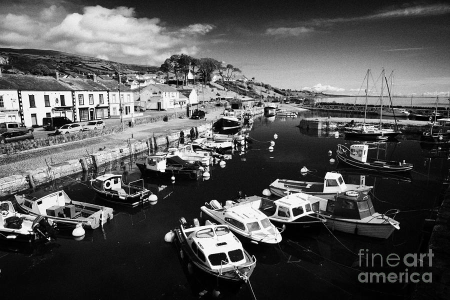 small harbour at the coastal fishing village of Carnlough on the antrim ...