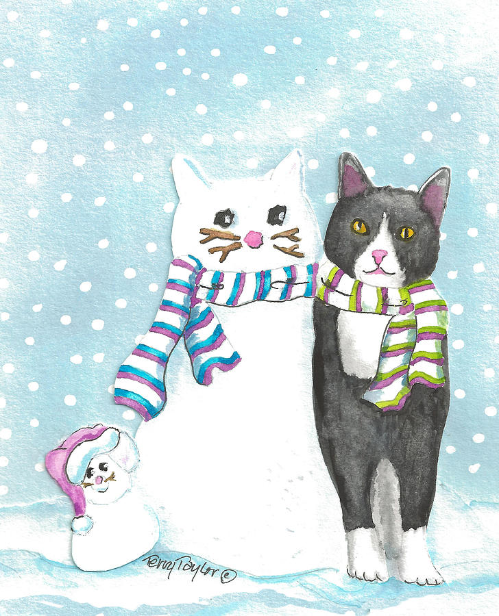 Snow Cats #1 Painting by Terry Taylor