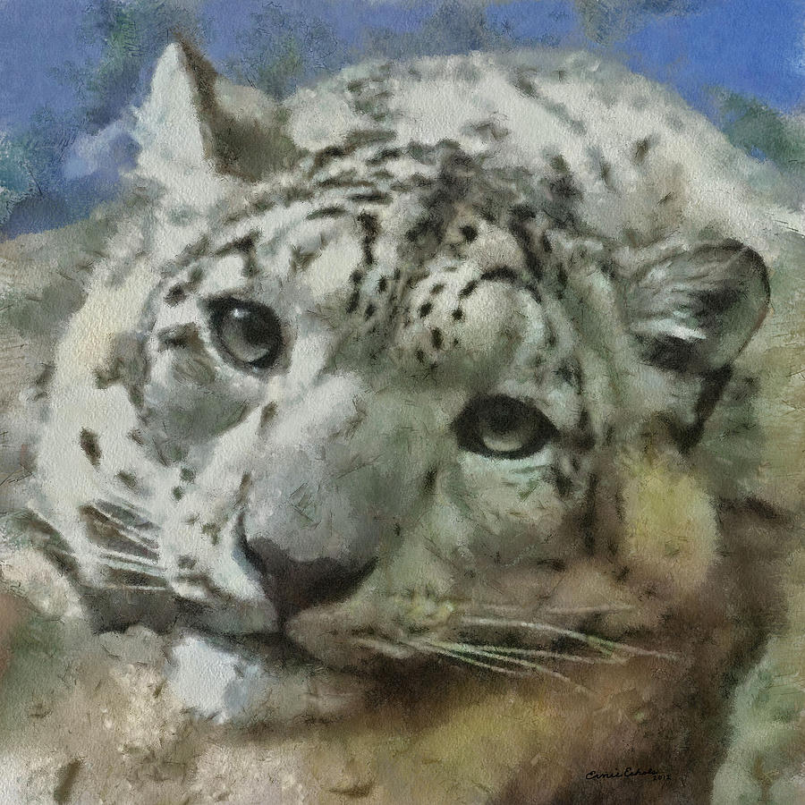 Snow Leopard Painterly #1 Digital Art by Ernest Echols