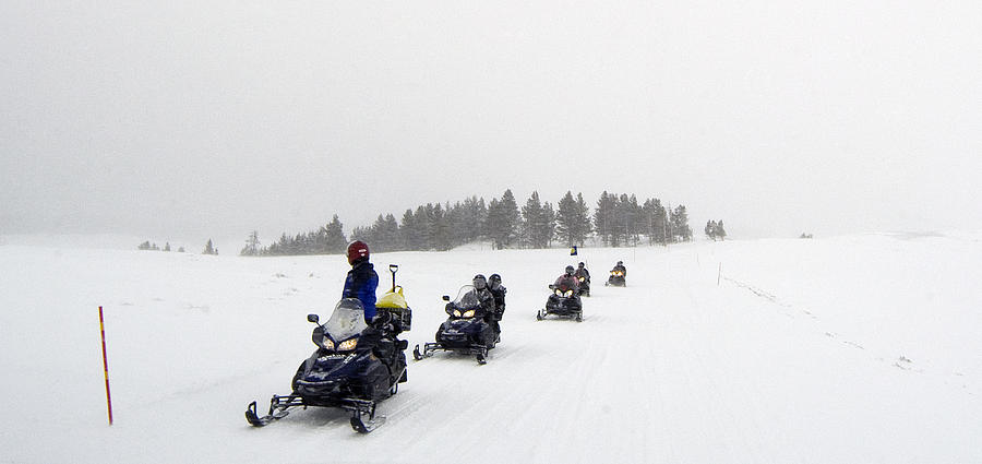 Snowmobiles In Yellowstone #1 Photograph by J L Woody Wooden