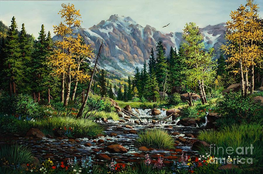 Mountains Painting - Springtime in the Rockies by W Scott Fenton Mountains Painting - Springtime in the Rockies by W Scott Fenton