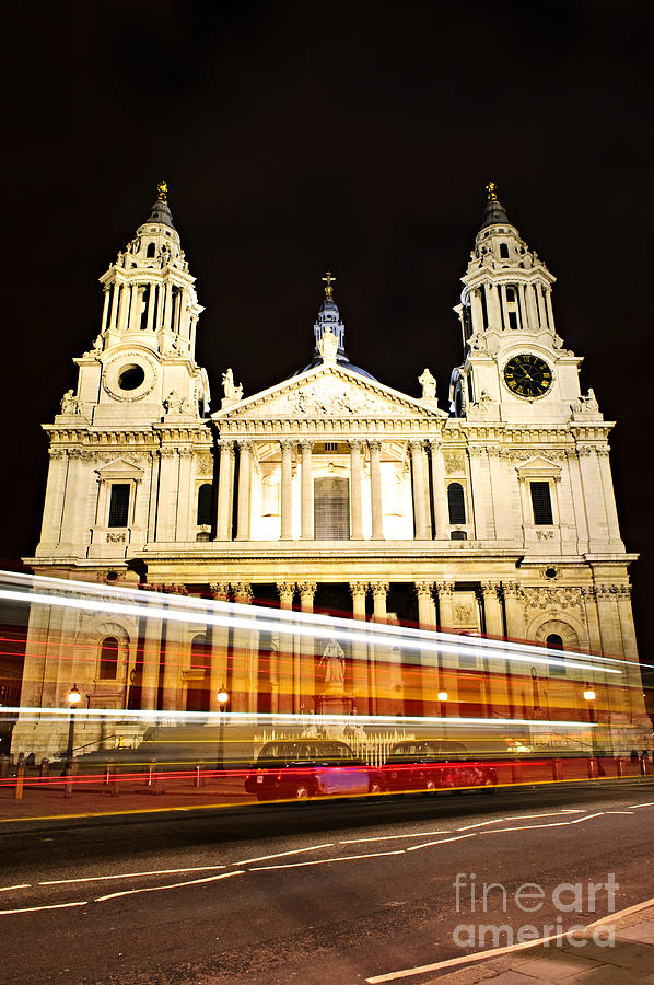St. Pauls Cathedral In London At Night 1 Photograph