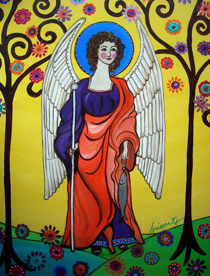 Raphael Painting - St Raphael Archangel #1 by Pristine Cartera Turkus