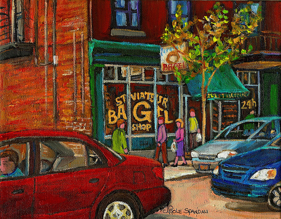 St. Viateur Bagel Shop Montreal #2 Painting by Carole Spandau