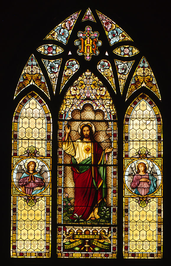 Jesus Christ Photograph - Stained Glass. Detail Of Rose Window #1 by Everett