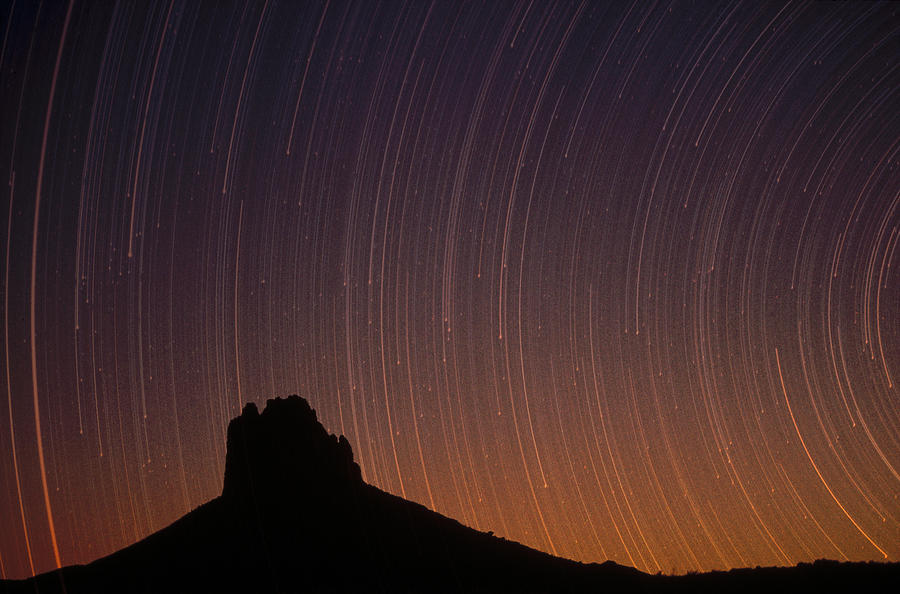 Startrails Over Shiprock In The Four #1 Photograph by Tim Fitzharris