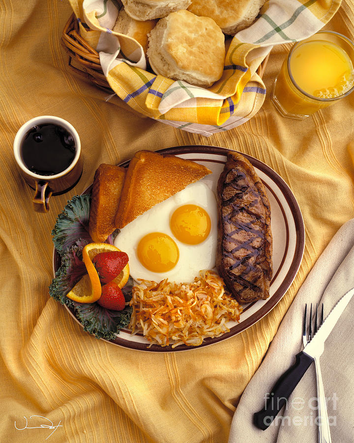 Egg Photograph - Steak and Eggs Breakfast #1 by Vance Fox