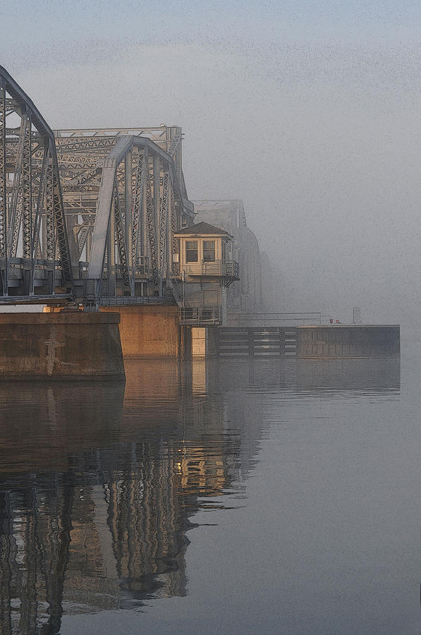 Lake Michigan Photograph - Steel Bridge In Morning Fog #1 by Tim Nyberg