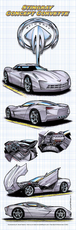 Stingray Concept Corvette Digital Art by K Scott Teeters