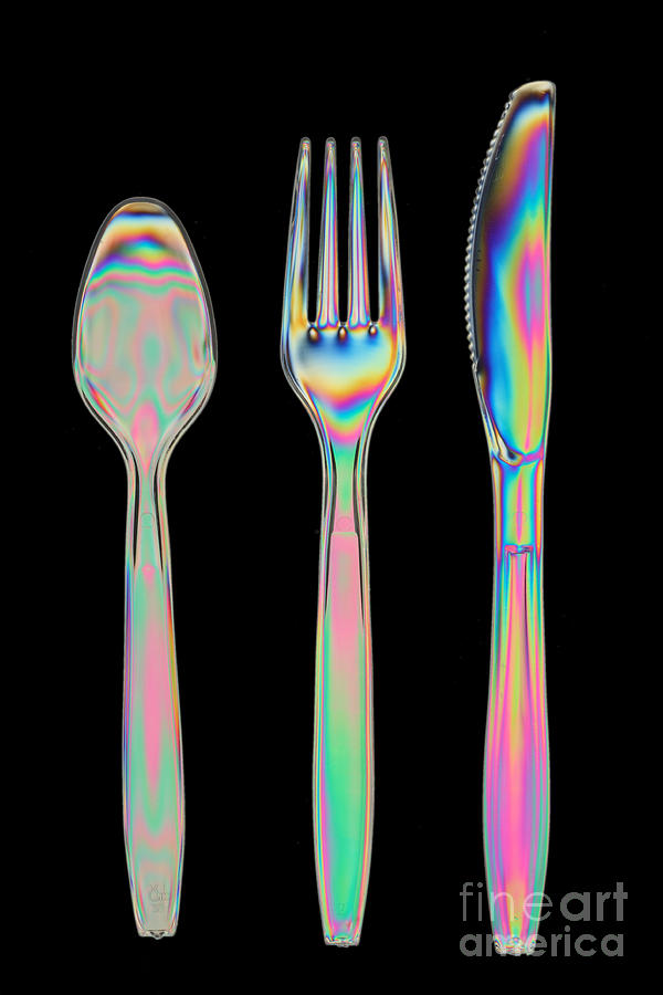 Stress In Plastic Utensils #1 Photograph by Ted Kinsman