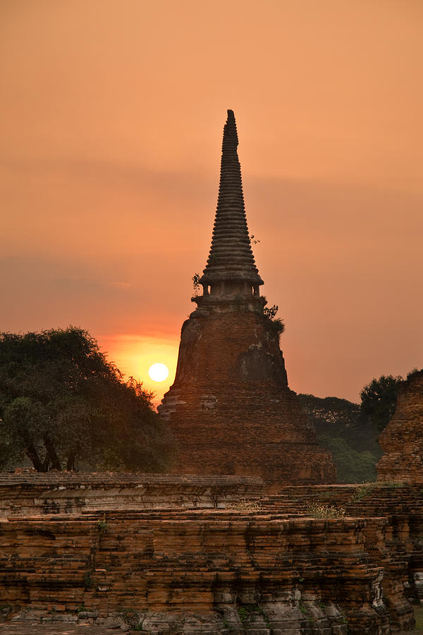 Stupa chedi of a Wat in Ayutthaya Thailand #1 Photograph by U Schade
