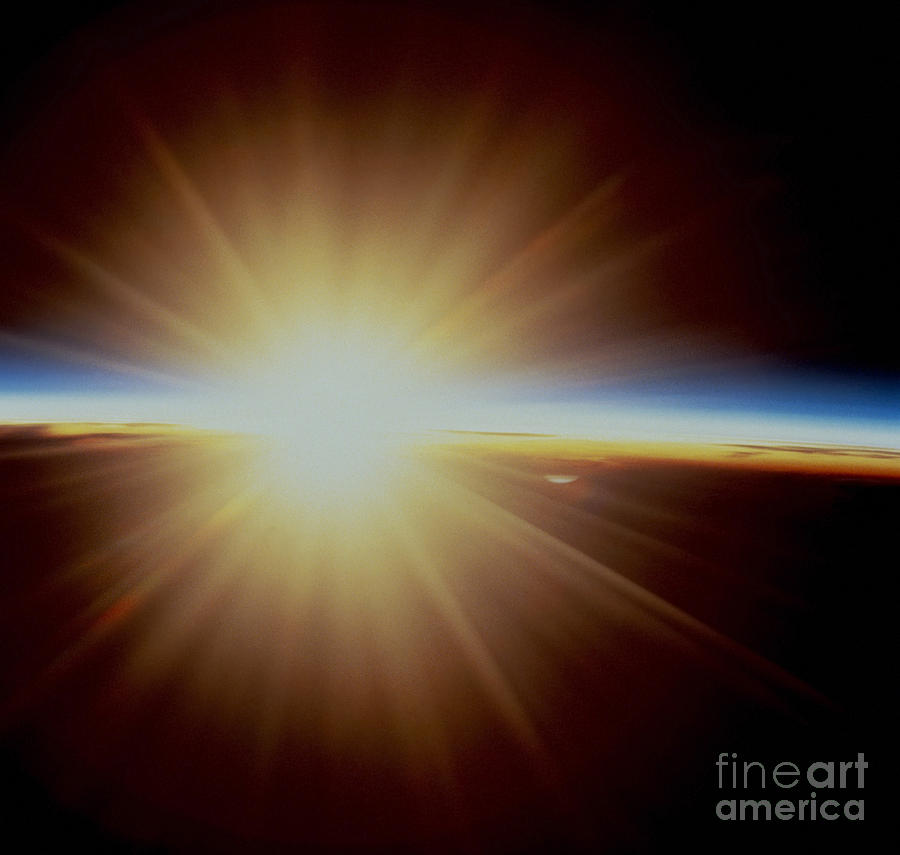 Space Photograph - Sun Over Horizon #1 by Stocktrek Images