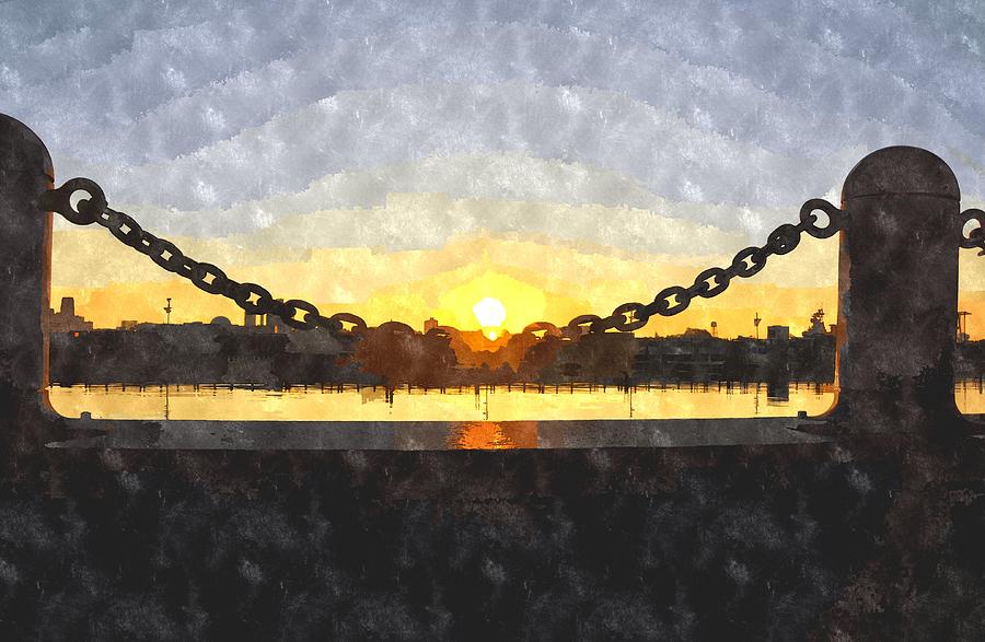 Sunrise Over Penns Landing #1 Digital Art by Andrew Dinh