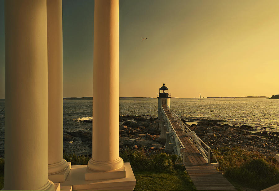 Sunset at Marshall Point Light Photograph by Gordon Ripley