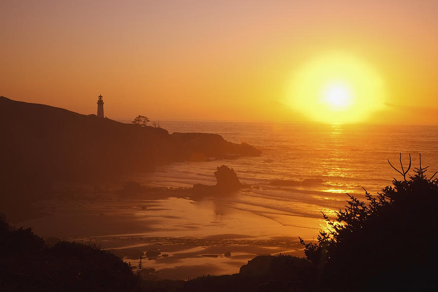 Sunset Photograph - Sunset Over Yaquina Head Lighthouse #1 by Craig Tuttle