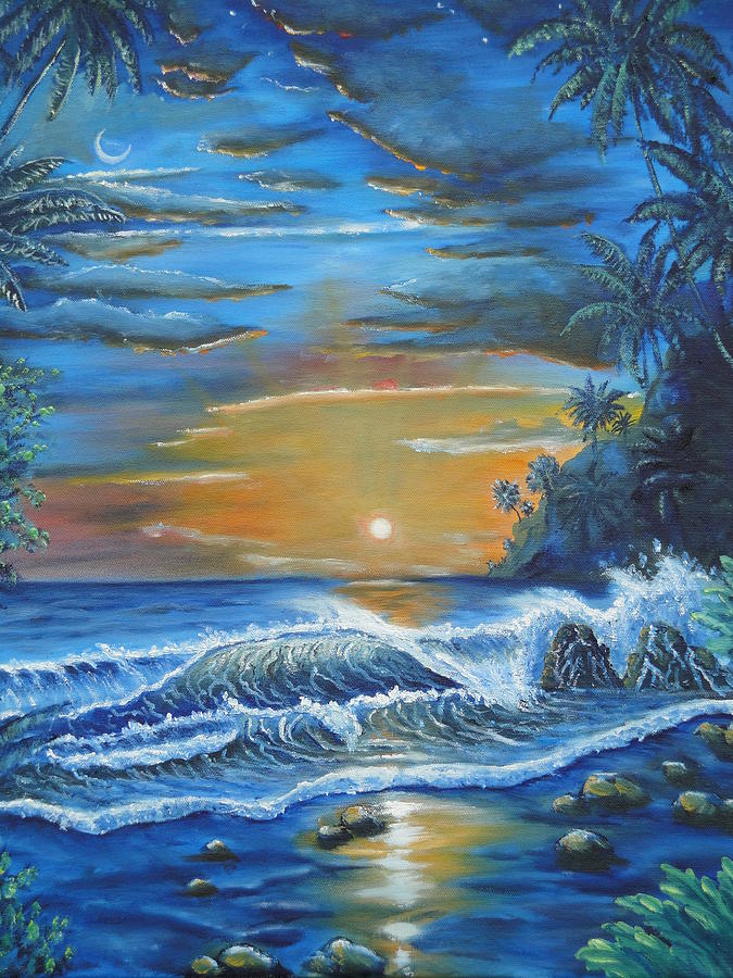 Sunset Surf #1 Painting by Charles Vaughn
