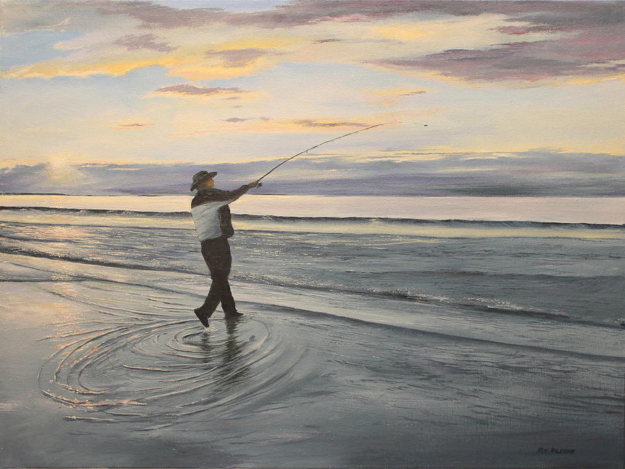 Surf Fishing #1 Painting by Ken Ahlering