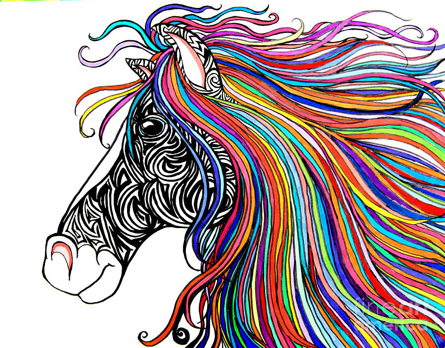 Tattooed Horse #1 Drawing by Nick Gustafson